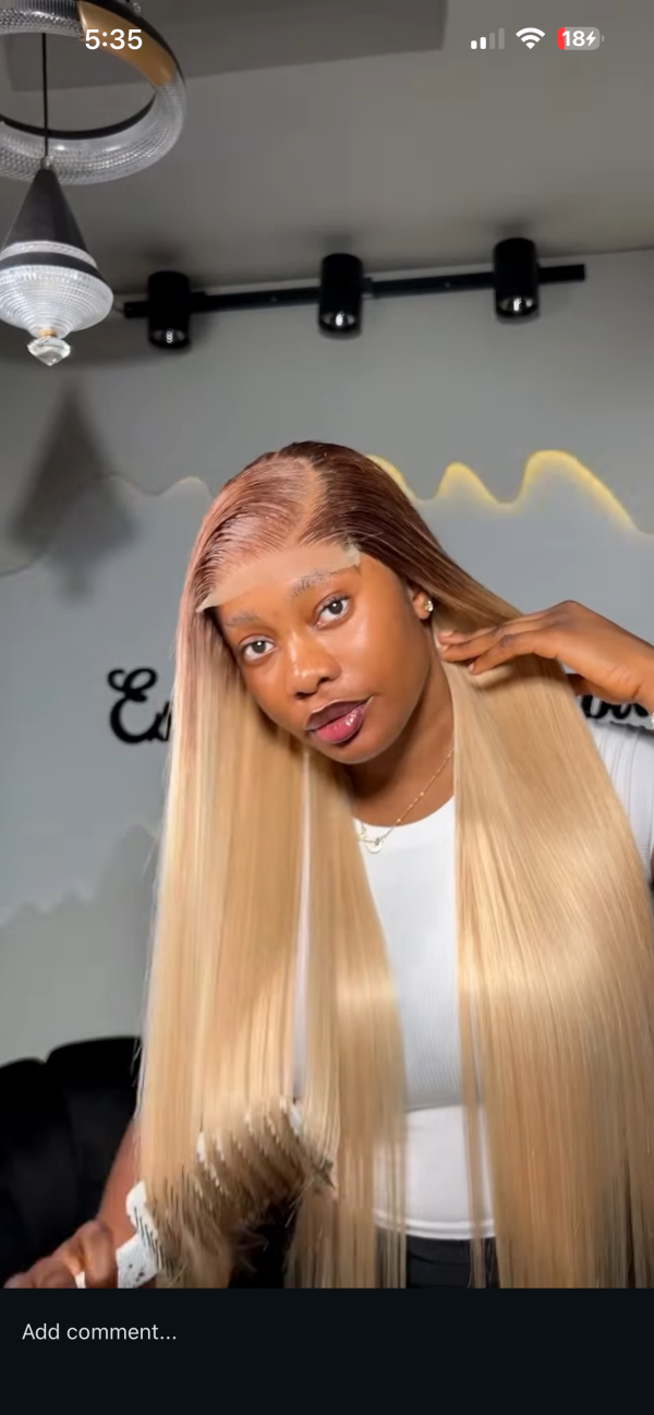 5by5 Dark root blonde straight