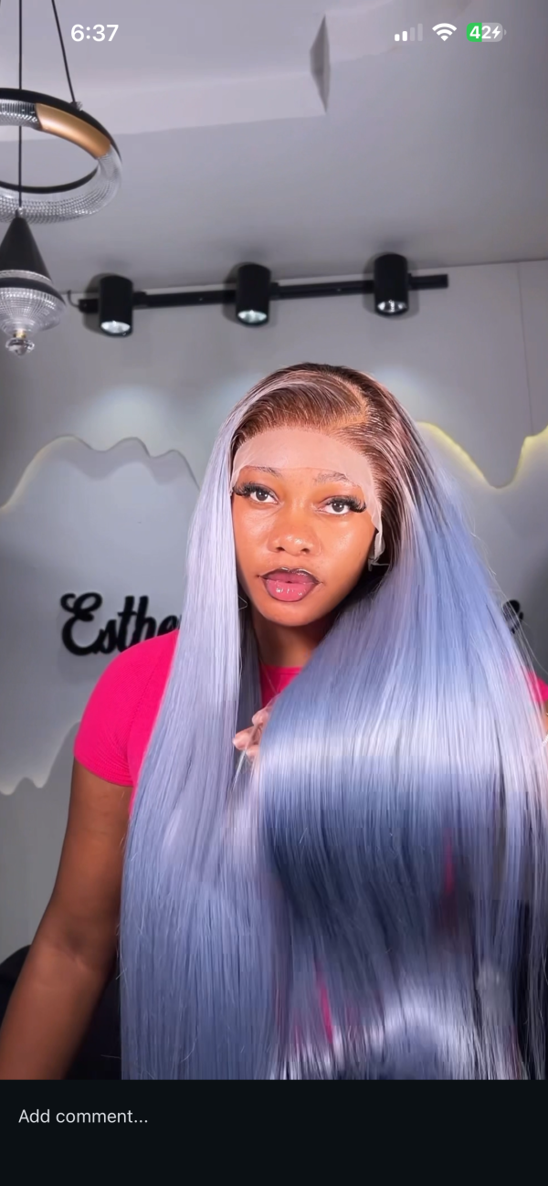 Dark root grey frontal straight