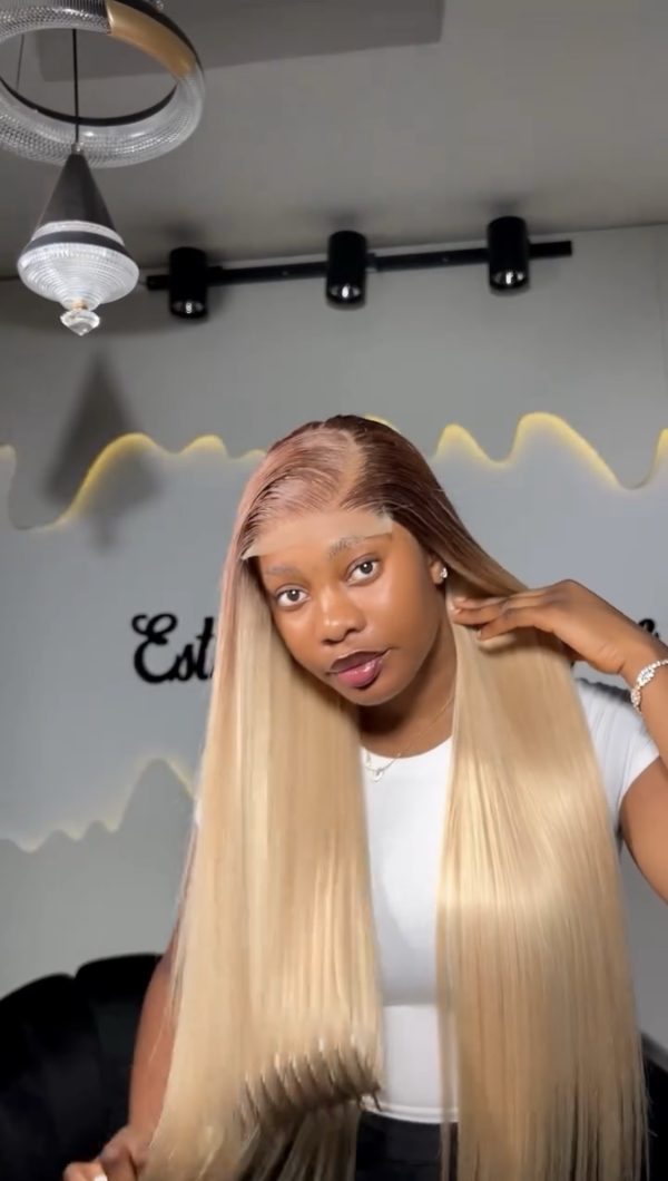 5by5 Dark root blonde straight